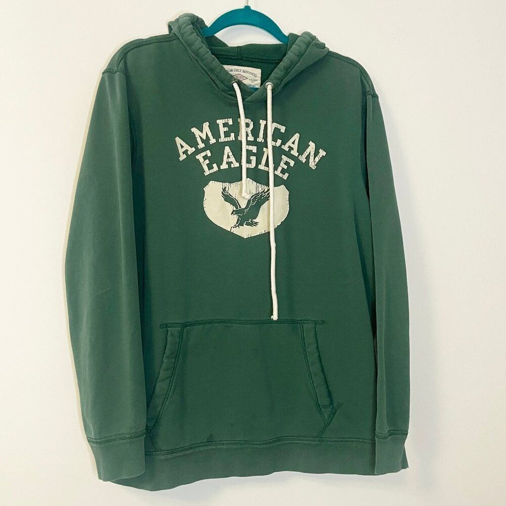 American Eagle Outfitters Men's Vintage Classic Fit Hoodie  Green Size LT
